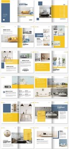 蓝橙色室内家装装修装饰装潢设计公司宣传册画册手册素材模板