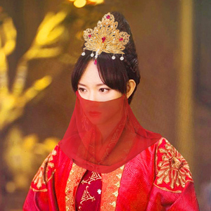 河伯的新娘凤鸣冠古装婚礼发饰立体凤凰发冠头饰古风坦领汉服发钗