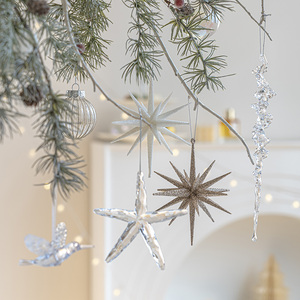 圣诞节装饰ins风雪花星星圣诞树挂饰挂件氛围周边场景布置小道具
