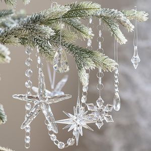 圣诞节装饰品圣诞树挂件场景氛围布置道具冰晶雪花五角星挂饰套餐