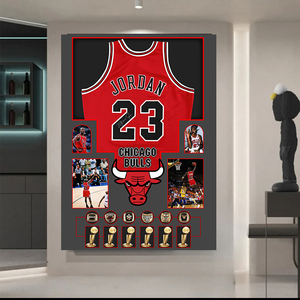 NBA篮球詹姆斯创意挂画签名球衣裱框乔丹库里科比篮球球衣装饰画