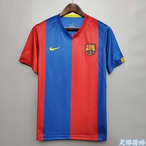 nike/耐克06-07巴萨主场复古球衣球迷版10号小罗19号梅西足球队服
