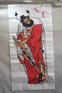 4*0.7米人物纯手绘国画字画钟馗红色职业画家