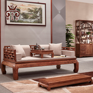 万字罗汉床三件套实木床刺猬紫檀罗汉榻客厅沙发花梨木红木家具