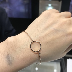 韩国免税店代购 didier dubot 14k玫瑰金 钻石 简洁 圆形 手镯