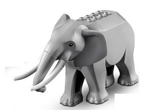 乐高积木lego 2021 城市动物园动物杀肉灰色大笨象玩具积木 60307