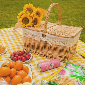 野餐篮子藤编手提ins野餐全套用品必备网红道具春游野炊竹篮编织