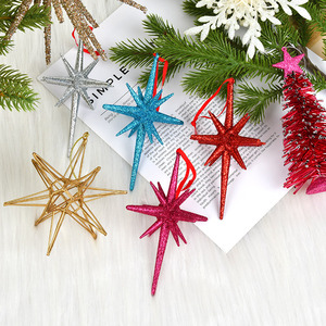 圣诞装饰用品铁艺PVC闪粉星星多角星创意挂饰圣诞树布置吊饰挂件