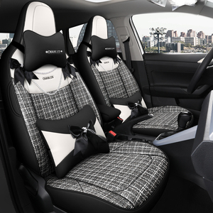 大众poloplus汽车座套全包2021款菠萝座椅套皮拼接亚麻2020网红女