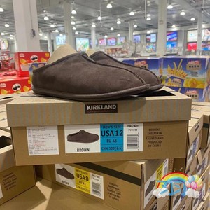 costco购 kirkland/科克兰男士皮毛一体羊皮革拖鞋低帮休闲鞋pu底