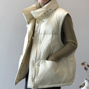 立领羽绒马甲女冬季短款轻薄羽绒服背心外套白鸭绒小个子无袖坎肩