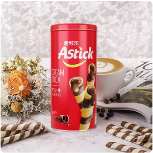 Astick爱时乐巧克力味威化卷心酥蛋卷饼干150克330克罐装网红零食