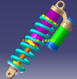 汽车轿车可调阻尼减震器螺旋弹簧悬架 3D三维模型几何数模建模stp