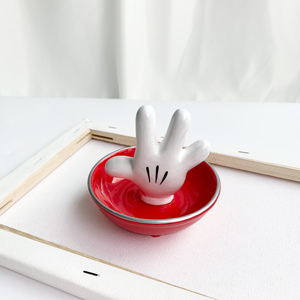 米奇首饰盘米老鼠网红ins手掌陶瓷戒指盘卡通收纳盘装饰摆件摆设