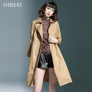 oibee2019新款春秋风衣女中长款 英伦时尚宽松大码收腰女装外套