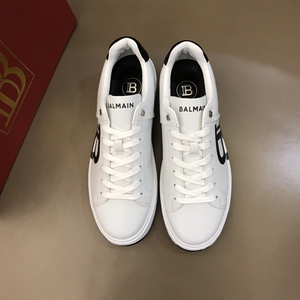 balmain巴尔曼男鞋新款系带小牛皮字母logo印花板鞋休闲小白鞋男