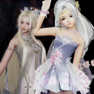 剑网3剑网三剑三打歌服幽舞芳华 旗袍月轻语礼盒黑发白发衣服挂件