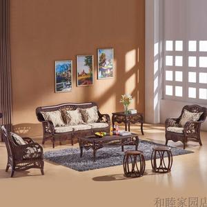 客厅真藤沙发五件套组合实木藤编三人双人沙发藤椅小户型会所酒店