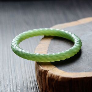 家有仙妻何莉莉同款和田玉碧玉麻花手镯绞丝圆条玉镯子拧丝