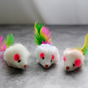 猫玩具小老鼠 毛绒羽毛尾巴猫咪发声玩具逗猫玩具 10只装