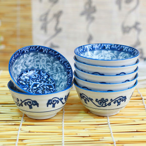 釉下彩中式青花瓷复古精美米饭碗家用2024新款陶瓷碗10个套装小碗