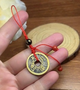 老钱币天德月德铜钱红绳项链手链钥匙扣葫芦玉绳吊坠子龙凤呈祥