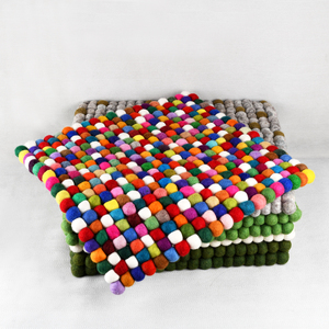 尼泊尔手工羊毛毡 彩球球坐垫沙发垫汽车坐垫 圆形方形 40cm*40cm