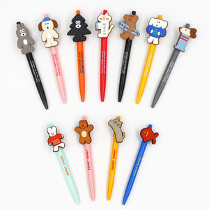 韩国romane可爱卡通动物中性笔0.4黑色签字笔速干按动文具水性笔