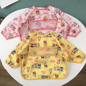 1-4岁日系全身防水防脏宝宝吃饭罩衣婴儿反穿衣儿童围兜系带免洗