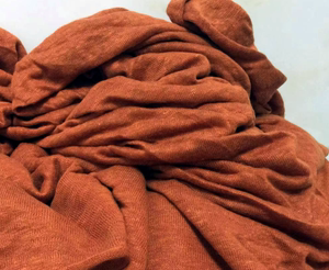 重磅欧洲进口设计师面料针织纯亚麻铁锈红色夏防晒开衫亲肤服装布