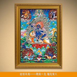 吉祥天母佛像画客厅餐厅酒店会所禅室新中式藏传佛教唐卡装饰挂画
