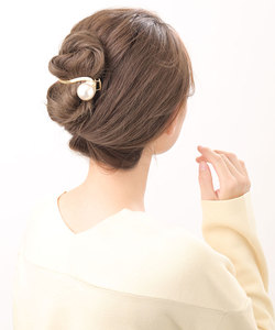 日本代购 KOBE 包拼邮日系发夹扭曲金属大颗珍珠捆绑发饰休闲时尚