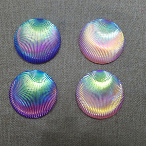 彩色闪亮仿贝壳树脂圆形半丸30mm  耳环手工材料贴片 diy饰品配件