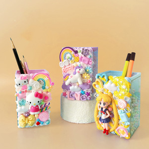 儿童手工创意制作diy仿真奶油胶星愿笔筒幼儿女孩益智玩具材料包