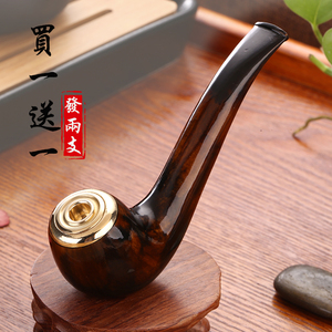 亿辉海柳木质烟嘴弯烟斗男女士粗细两用循环过滤可清洗烟具送礼血