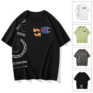 送1袜子champion earth日系冠军夏季纯棉宽松短袖t恤男半袖体恤潮