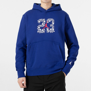 nike耐克卫衣男上衣2022春新款aj蓝色连帽运动服宽松套头衫dj0220