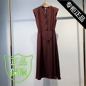 J/QSY-JS52077夏装2024新款时尚气质修身纯色减龄长款连衣裙正品