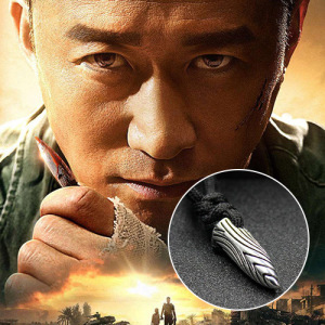 和田玉狼牙吊坠男士战狼2吴京同款项链银镶玉开光辟邪摸金护身符