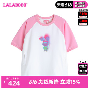 LALABOBO24夏新可爱休闲宽松短袖针织套头卫衣T恤女|LBDB-WSTS12