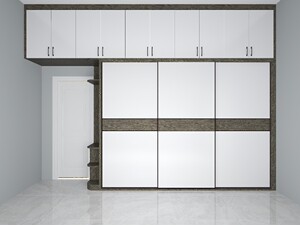 兔宝宝板材全屋定制珠海中山轻奢极简纯色卧室衣柜衣帽间平开门