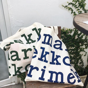芬兰小众品牌marimekko字母环保购物袋大容量设计感单肩帆布包女