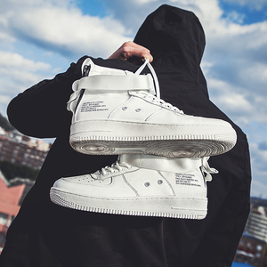 春季新款欧美高帮鞋男空军一号男士运动休闲鞋高邦小白鞋子潮秋季