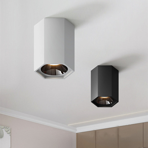 明装筒灯吸顶式天花灯北欧极简防眩光无主灯照明六角形蜂窝射灯