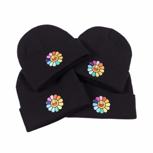 j balvin×村上隆 太阳花针织毛线冷帽邓紫棋同款男女通用帽子