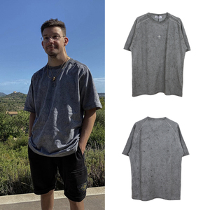 stone石头岛21ss水洗沙喷做旧做脏短袖休闲精梳棉t恤男女同款潮