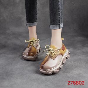 景本色新品个性森系原创手工舒适松糕底拼接彩色女鞋单鞋276802