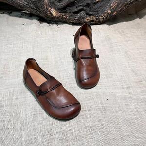 景本色新品个性森系原创手工舒适平底简约复古棉麻女鞋单鞋15857