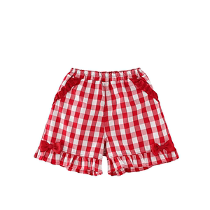 ST女童夏季格子短裤可以跟太阳花上衣搭配一套梭织公主儿童时尚