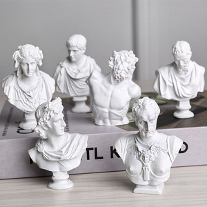 创意北欧文艺雕塑头像小摆件大卫石膏人物迷你客厅桌面艺术装饰品